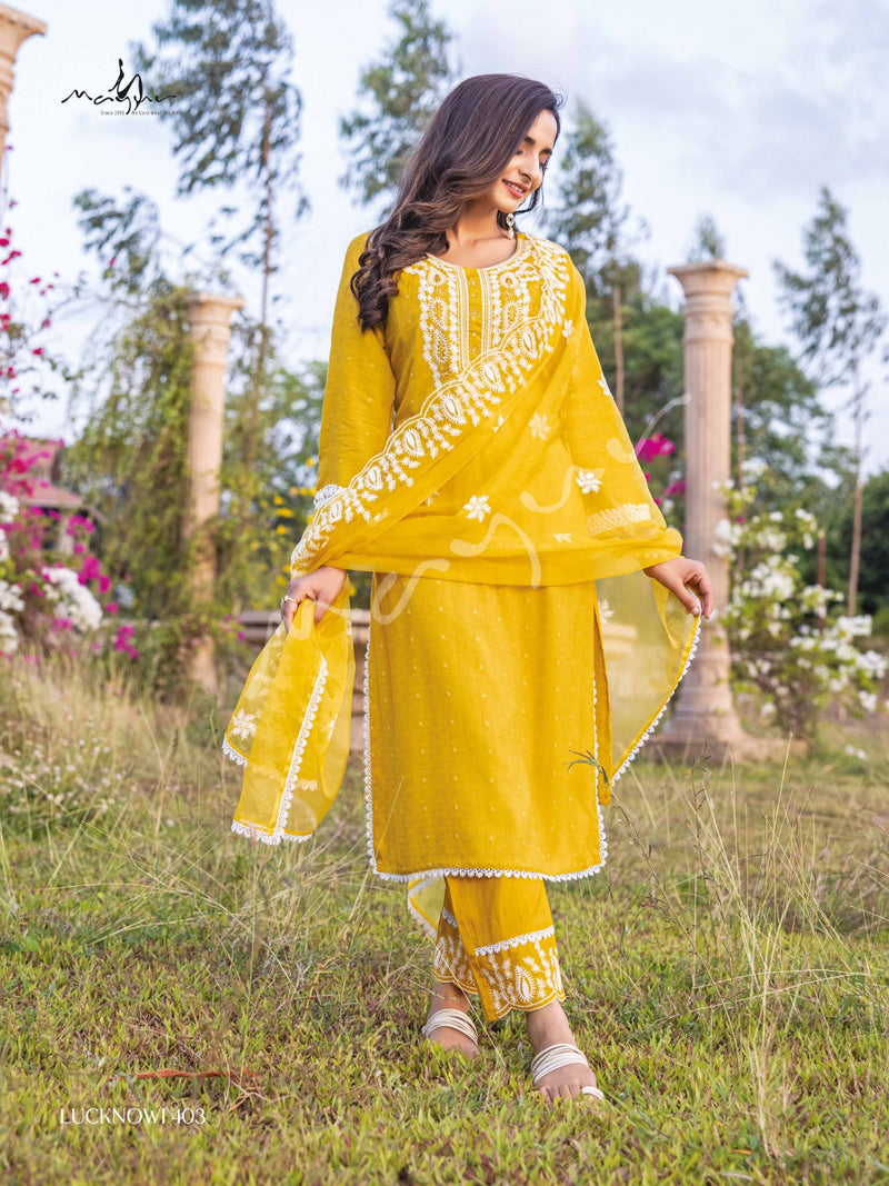 Mayur Lucknowi Vol 4 Rayon Excusive Lucknowi Kurti With Pant