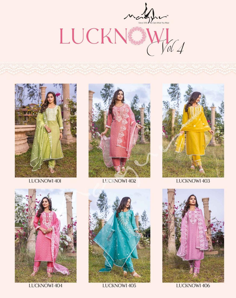 Mayur Lucknowi Vol 4 Rayon Excusive Lucknowi Kurti With Pant