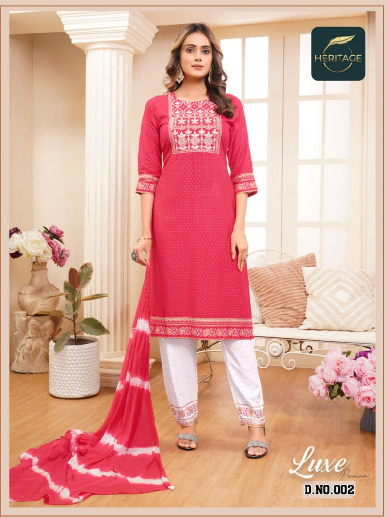 Heritage Collection Luxe Premium Rayon Sequence Designer Kurti Combo