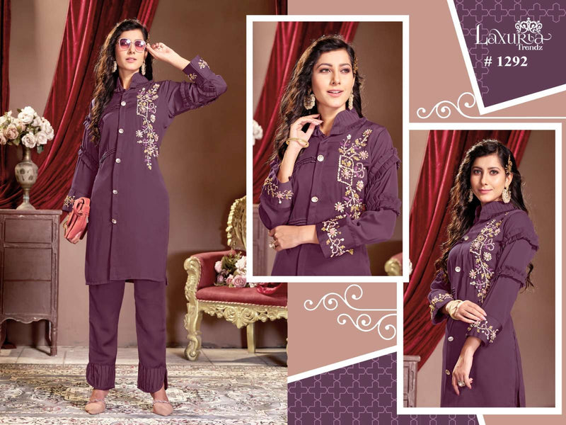 Laxuria Trendz Dno 1292 Satin Handwork Pakistani Pret Kurti Collection