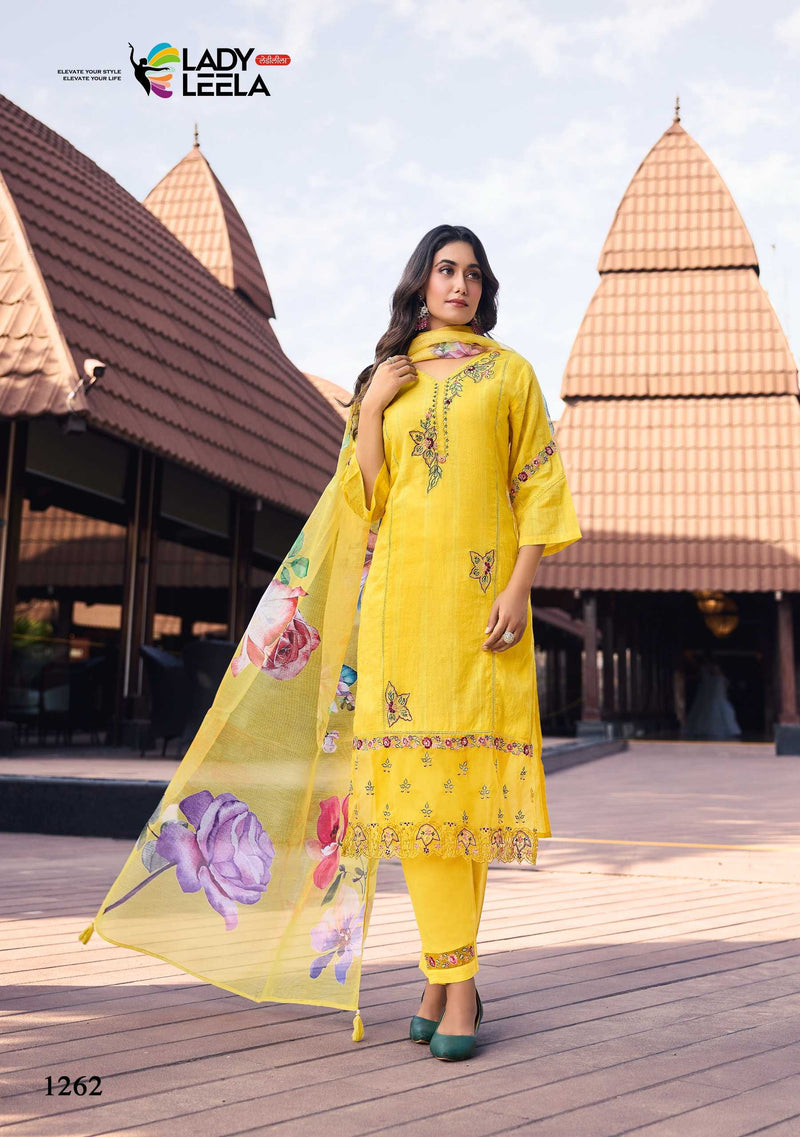 Leela Lady Summer Trends Cotton  Embroidery & Handwork Fancy Designer Combo Set Of Kurti