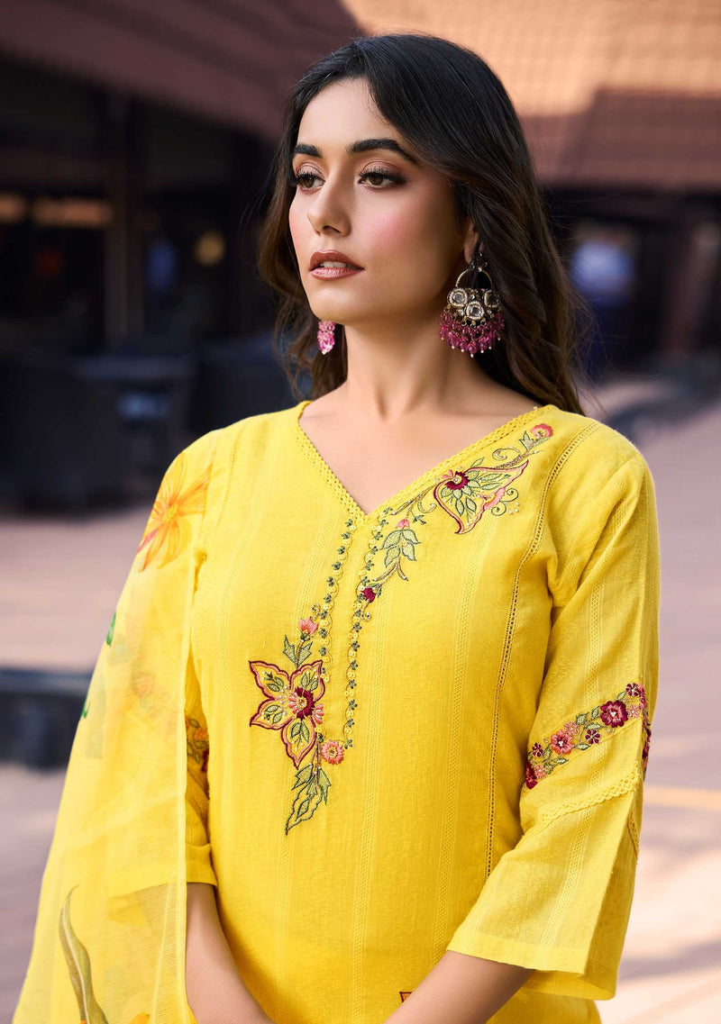 Leela Lady Summer Trends Cotton  Embroidery & Handwork Fancy Designer Combo Set Of Kurti