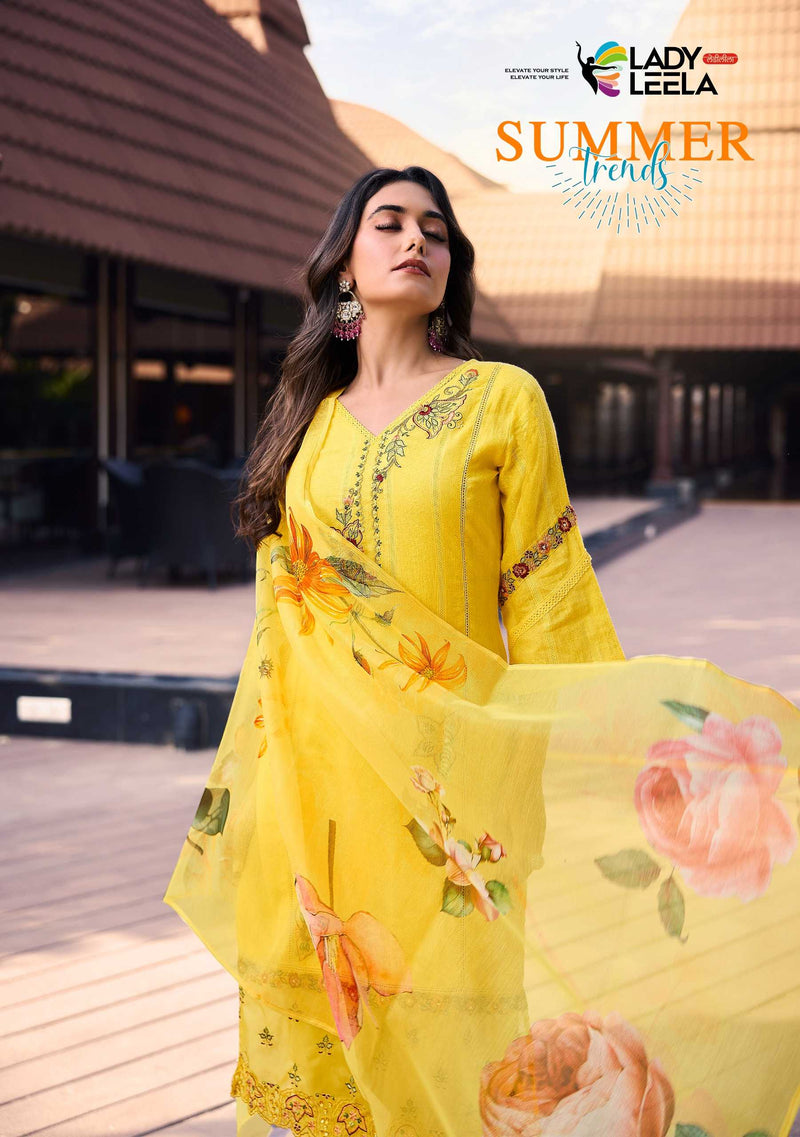 Leela Lady Summer Trends Cotton  Embroidery & Handwork Fancy Designer Combo Set Of Kurti