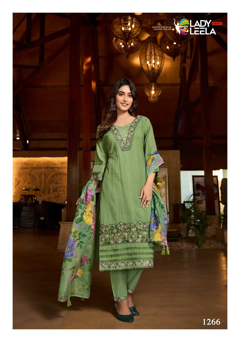 Leela Lady Summer Trends Cotton  Embroidery & Handwork Fancy Designer Combo Set Of Kurti