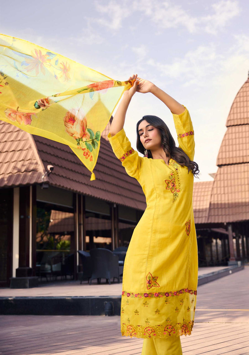 Leela Lady Summer Trends Cotton  Embroidery & Handwork Fancy Designer Combo Set Of Kurti