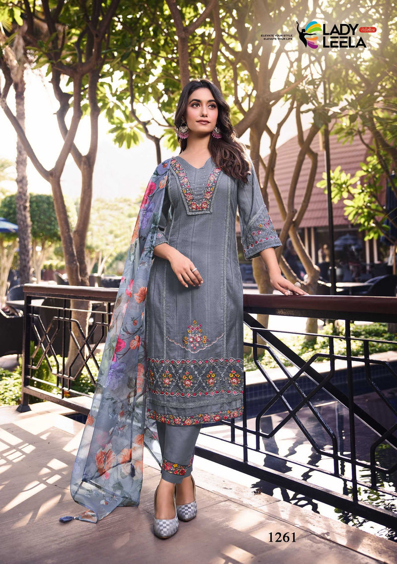 Leela Lady Summer Trends Cotton  Embroidery & Handwork Fancy Designer Combo Set Of Kurti