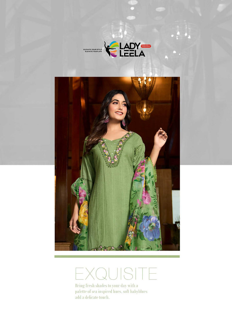 Leela Lady Summer Trends Cotton  Embroidery & Handwork Fancy Designer Combo Set Of Kurti