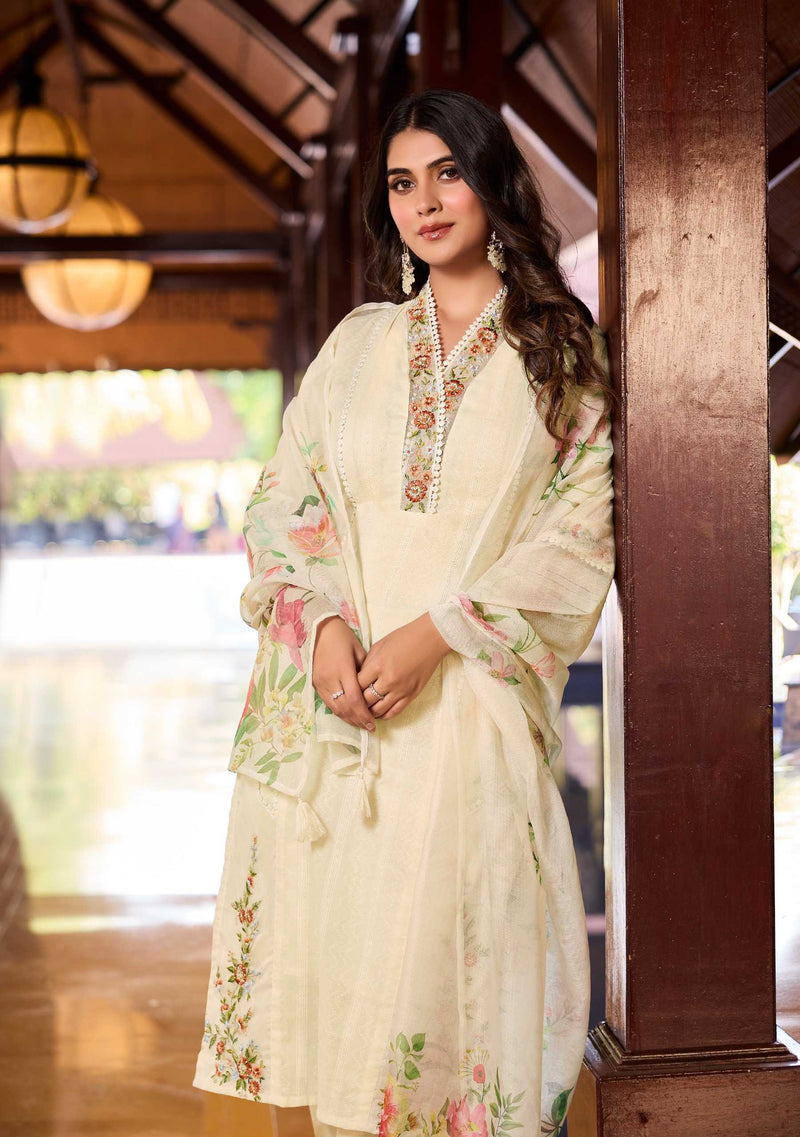 Leela Lady Summer Trends Cotton  Embroidery & Handwork Fancy Designer Combo Set Of Kurti
