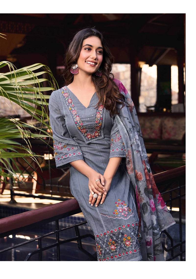 Leela Lady Summer Trends Cotton  Embroidery & Handwork Fancy Designer Combo Set Of Kurti