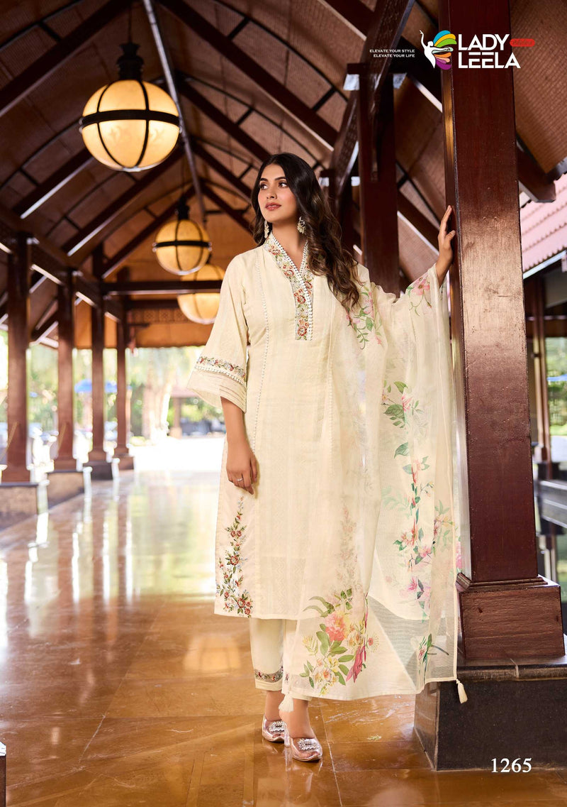 Leela Lady Summer Trends Cotton  Embroidery & Handwork Fancy Designer Combo Set Of Kurti