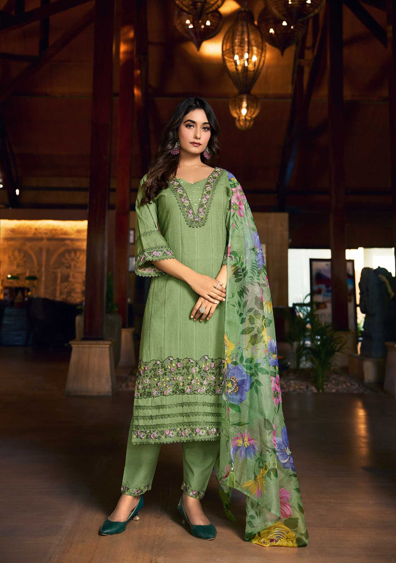 Leela Lady Summer Trends Cotton  Embroidery & Handwork Fancy Designer Combo Set Of Kurti