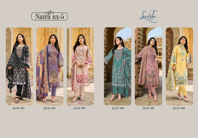Levisha Naira Nx Vol 5 Cambric Cotton  Pakistani Style Print With Fancy Self Embroidery Salwar Suit