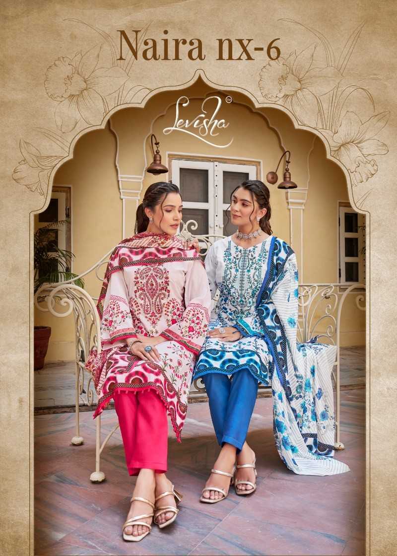 Levisha Naira Nx Vol 6 Cotton Pakistani Style Print With Fancy Self Embroidery Digital Salwar Kameez