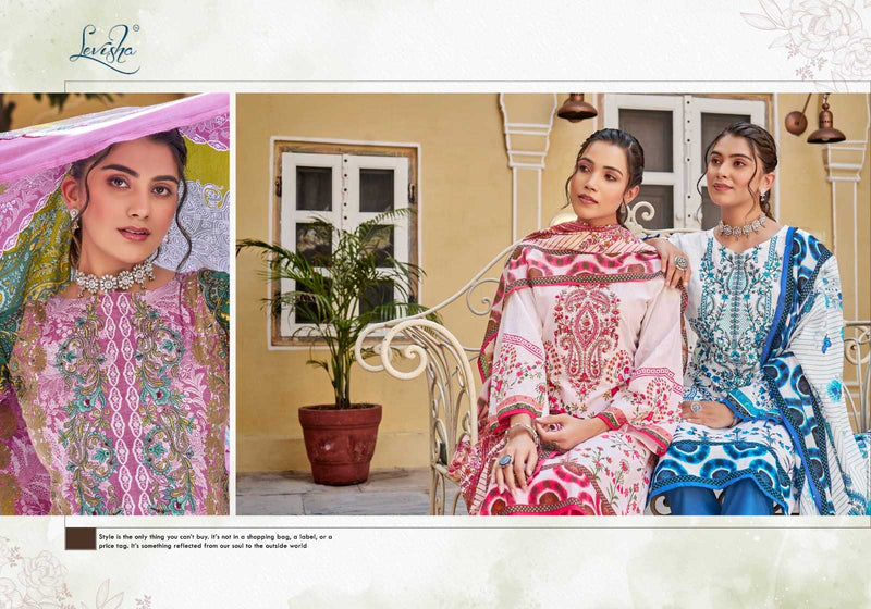 Levisha Naira Nx Vol 6 Cotton Pakistani Style Print With Fancy Self Embroidery Digital Salwar Kameez