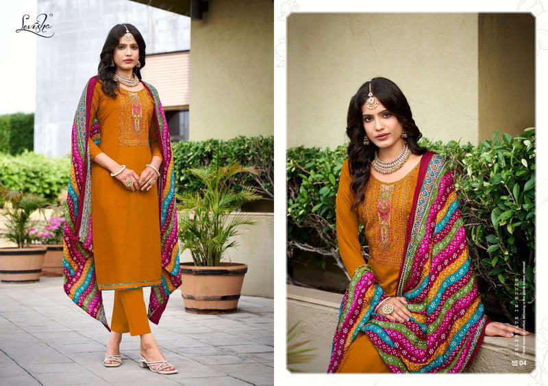 Levisha Nivisha Vol 9  Rayon Slub With Embroidery Swarovski Work Salwar Suit