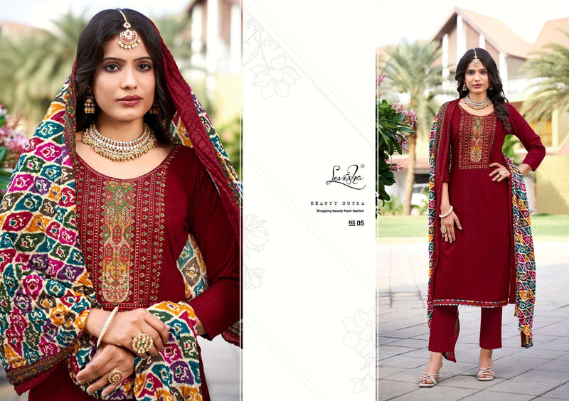Levisha Nivisha Vol 9 Rayon Slub With Embroidery & Swarovski Work Salwar Kameez