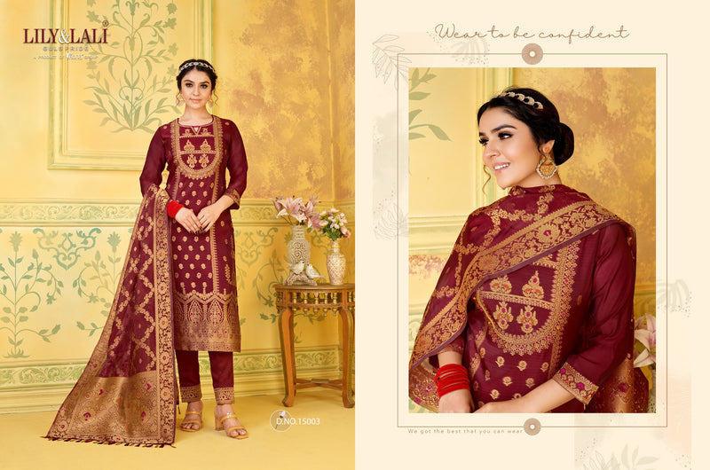 Lily & Lali Silkyness Pure Jacquard Handwork Designer Wear Kurti Collection