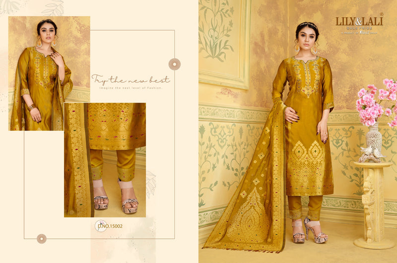 Lily & Lali Silkyness Pure Jacquard Handwork Designer Wear Kurti Collection