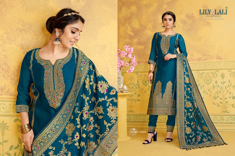 Lily & Lali Silkyness Pure Jacquard Handwork Designer Wear Kurti Collection