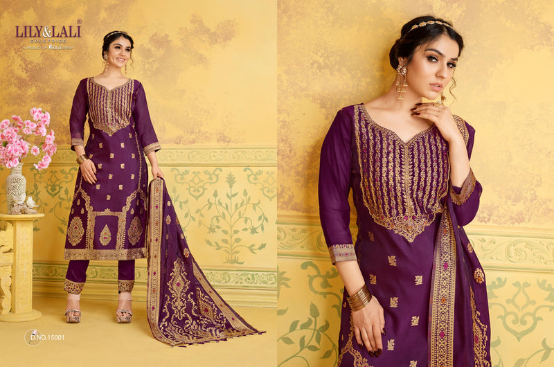Lily & Lali Silkyness Pure Jacquard Handwork Designer Wear Kurti Collection