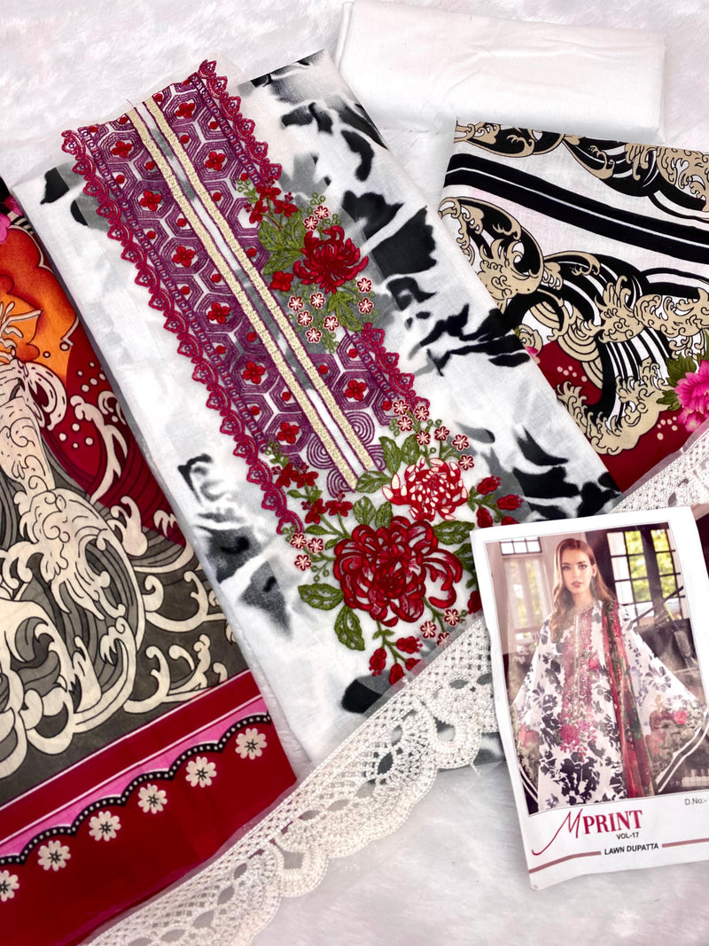 Sharaddha Designer M Print Vol 17 Lawn Cotton Heavy Embroidery Salwar Kameez