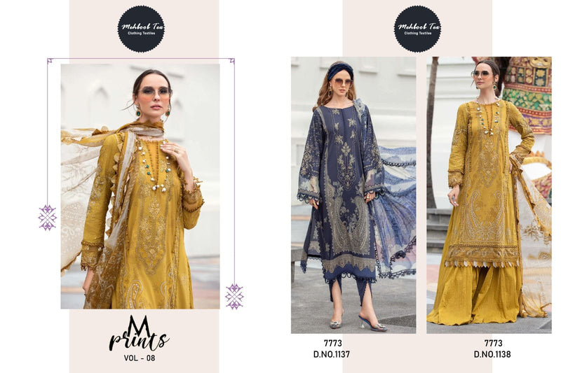 Mehboob Tex M Print Spring Summer 2 Vol 8 Cotton Print With Fancy Embroidery Salwar Kameez