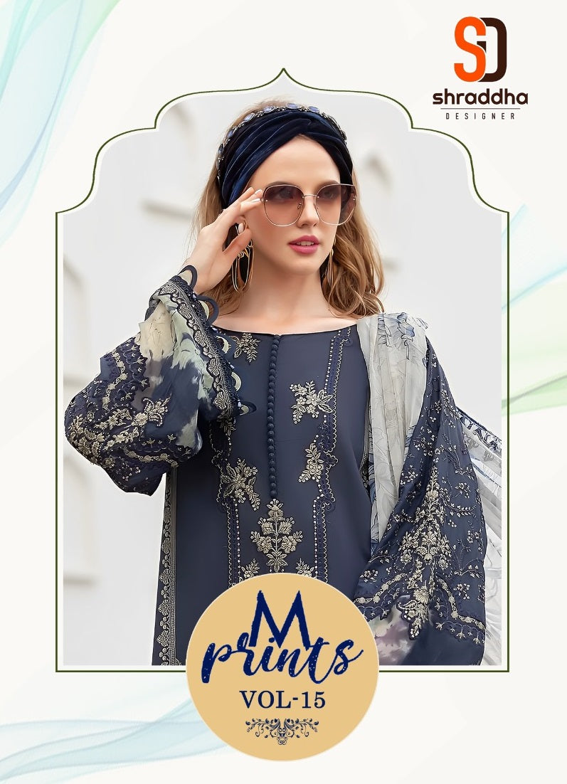 Sharaddha Designer M Prints Vol 15 Lawn Cotton Printed With Embroidery Salwar Kameez