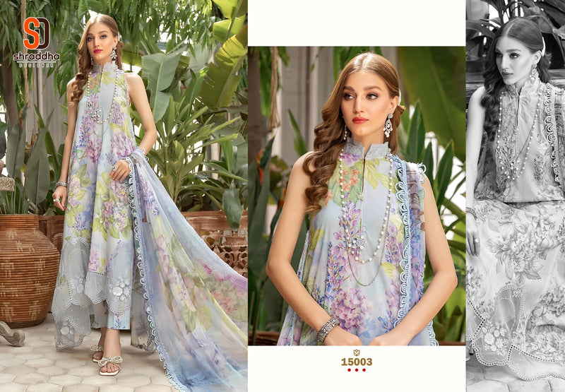 Sharaddha Designer M Prints Vol 15 Lawn Cotton Printed With Embroidery Salwar Kameez