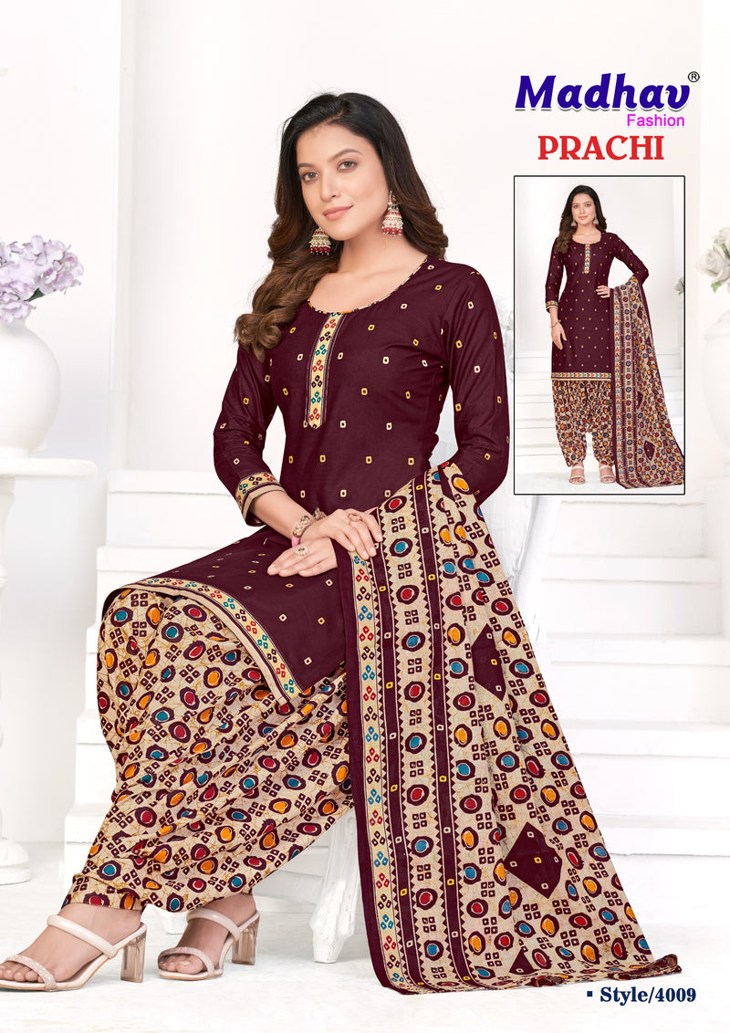 Madhav Fashion Prachi Vol 4 Cotton Printed Patiyala Suit Collection