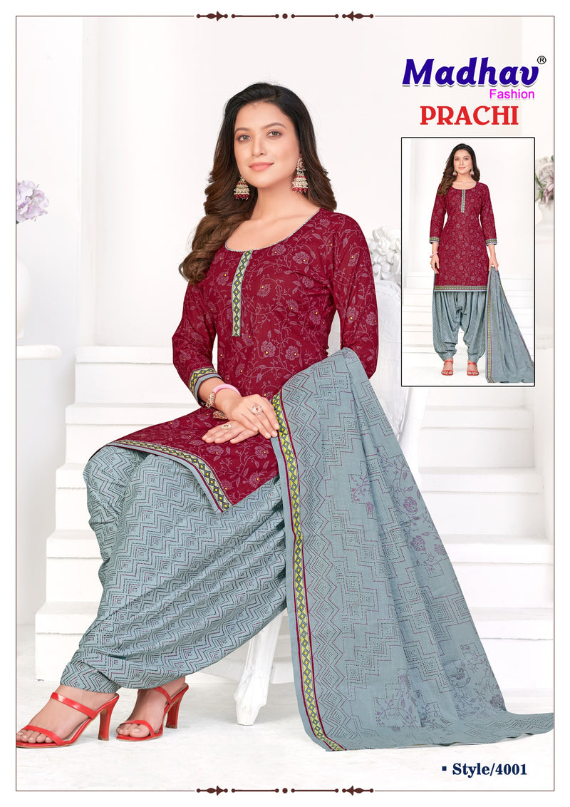 Madhav Fashion Prachi Vol 4 Cotton Printed Patiyala Suit Collection