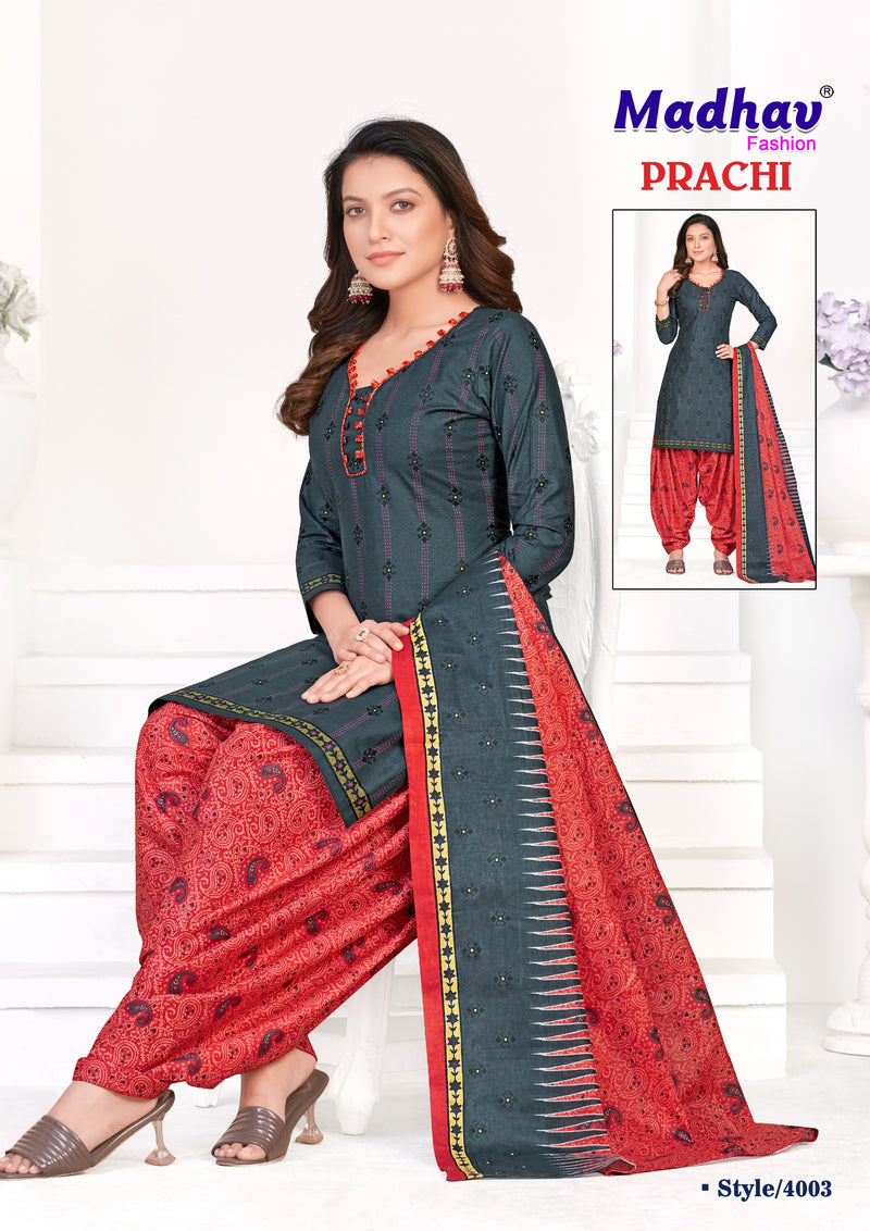 Madhav Fashion Prachi Vol 4 Cotton Printed Patiyala Suit Collection