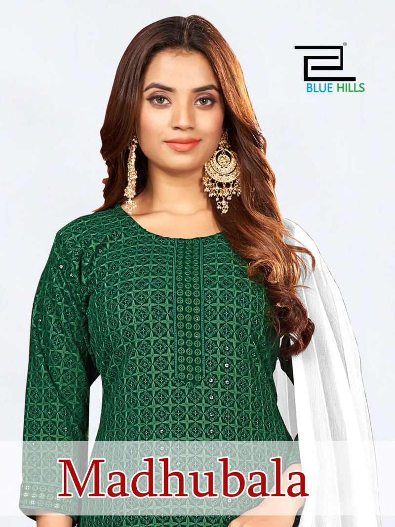 Blue Hills Madhubala Chikan Rayon Fancy Kurti Combo Set