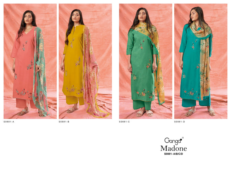 Ganga Madone 881 Cotton With Fancy Embroidery Designer Suits