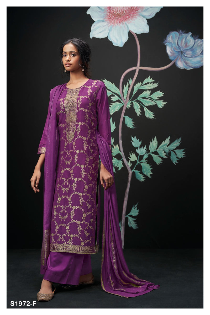 Ganga Mael 1972 Jacquard With Hand Work Designer Suit Collection