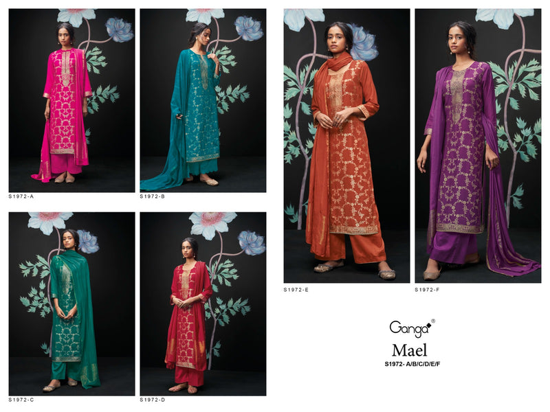 Ganga Mael 1972 Jacquard With Hand Work Designer Suit Collection