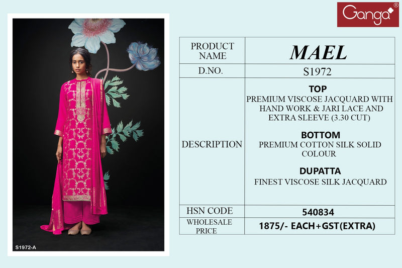 Ganga Mael 1972 Jacquard With Hand Work Designer Suit Collection