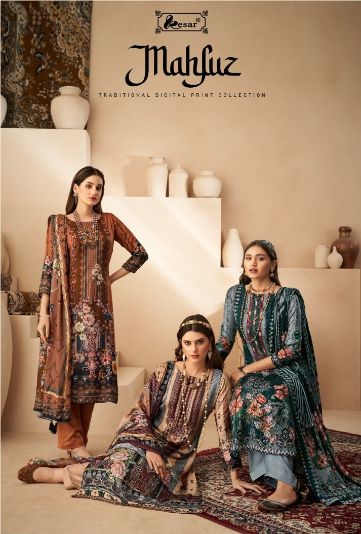 Kesar Mahfuz Pashmina Digital Printed Winter Wear Salwar Suit Collection