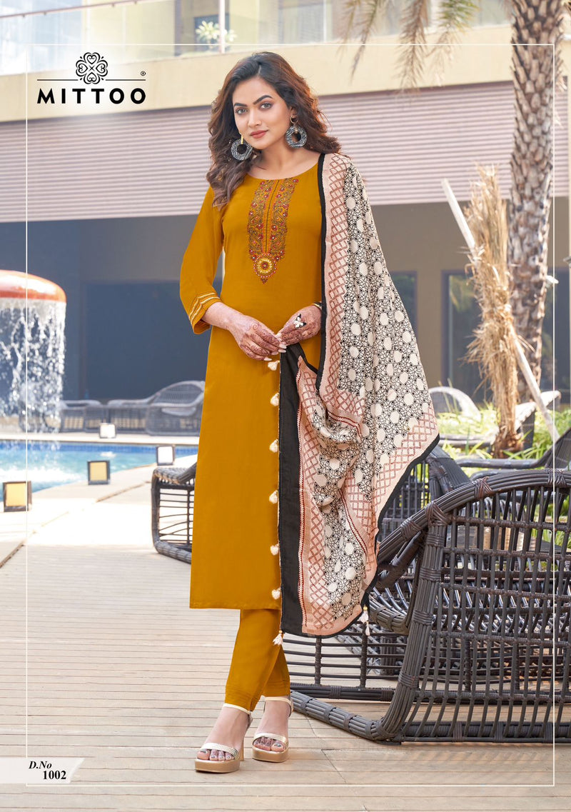 Mittoo Mahima Viscose Fancy Designer Work Kurti Combo Set