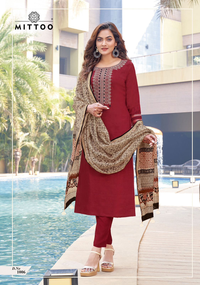 Mittoo Mahima Viscose Fancy Designer Work Kurti Combo Set