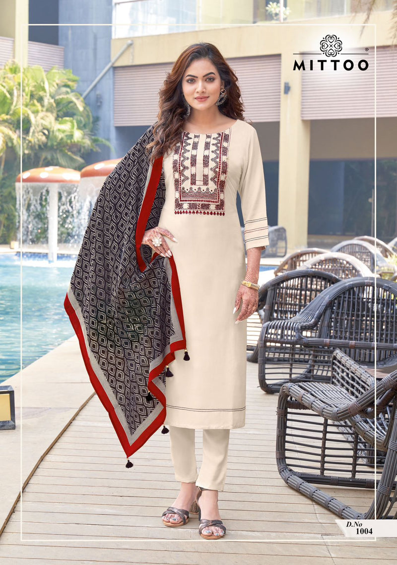 Mittoo Mahima Viscose Fancy Designer Work Kurti Combo Set