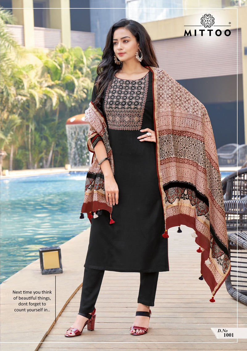 Mittoo Mahima Viscose Fancy Designer Work Kurti Combo Set