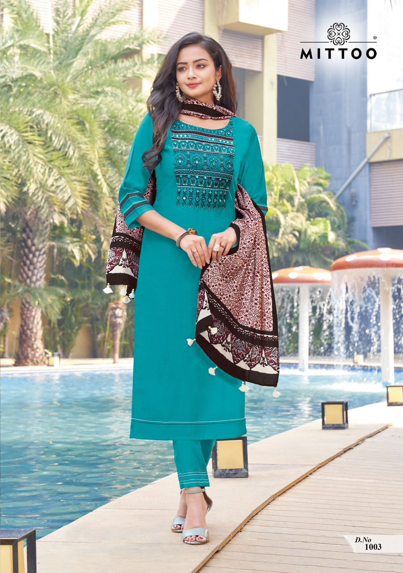 Mittoo Mahima Viscose Fancy Designer Work Kurti Combo Set
