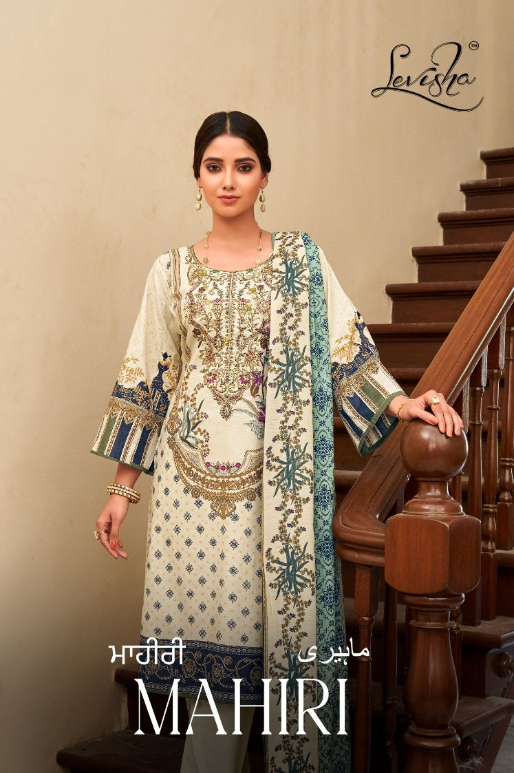 Levisha Mahiri Cotton Printed With Fancy Embroidery Work Designer Suits