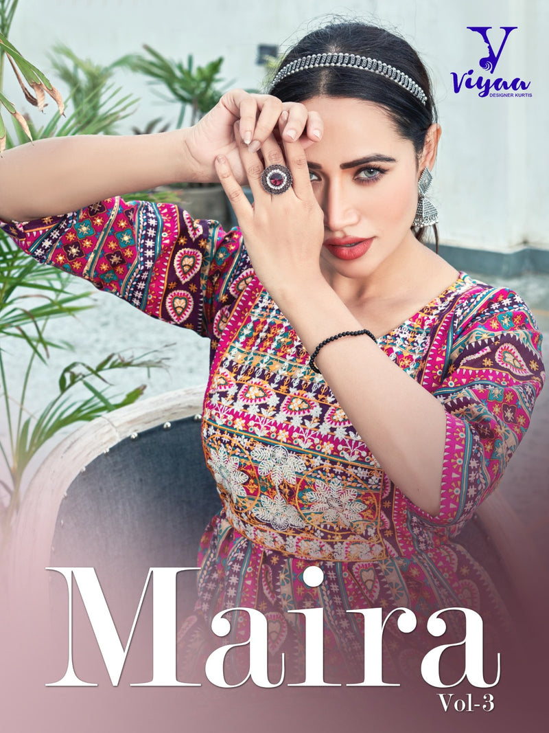 Viyaa Designer Maira Vol 3 Rayon Printed Fancy Naira Style Kurtis
