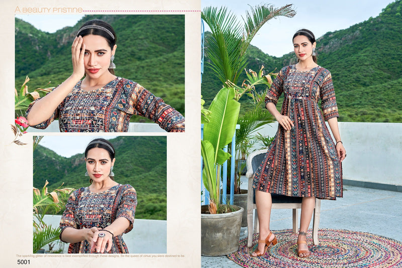Viyaa Designer Maira Vol 3 Rayon Printed Fancy Naira Style Kurtis