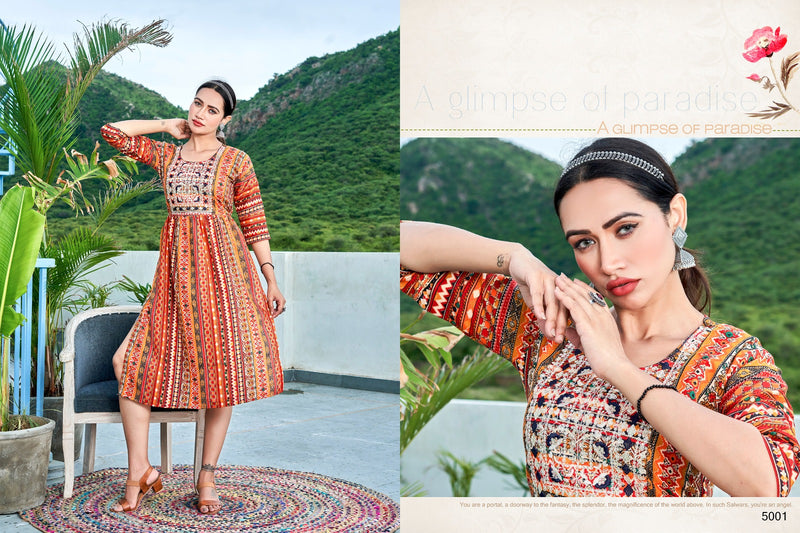 Viyaa Designer Maira Vol 3 Rayon Printed Fancy Naira Style Kurtis