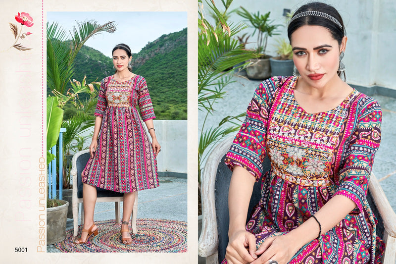 Viyaa Designer Maira Vol 3 Rayon Printed Fancy Naira Style Kurtis