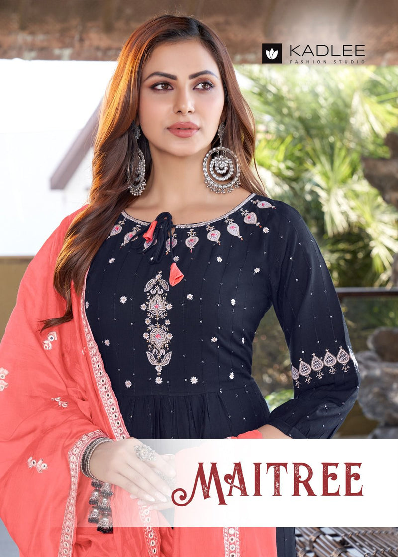 Kadlee Fashion Maitree Rayon With Sequence Work Party Wear Kurtis
