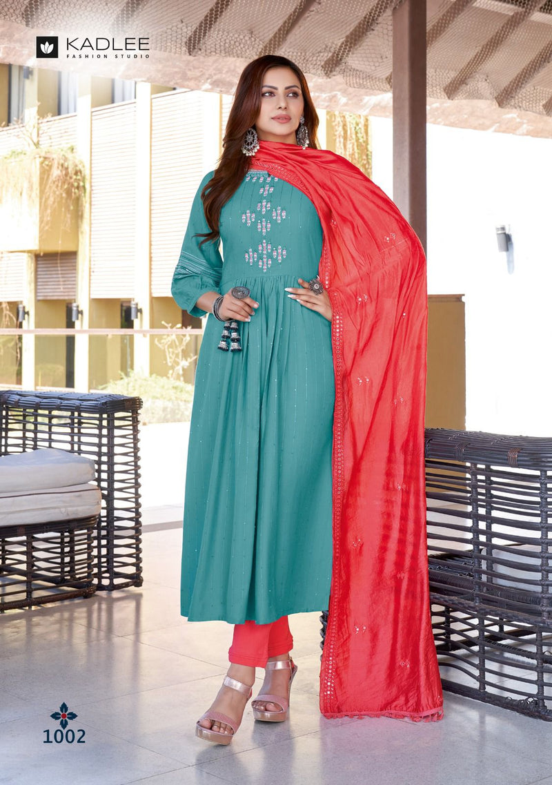 Kadlee Fashion Maitree Rayon With Sequence Work Party Wear Kurtis
