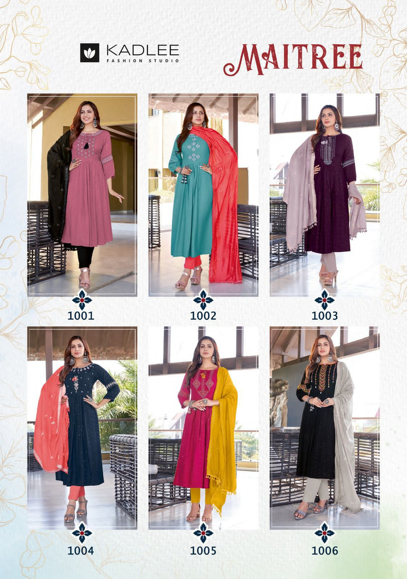 Kadlee Fashion Maitree Rayon With Sequence Work Party Wear Kurtis